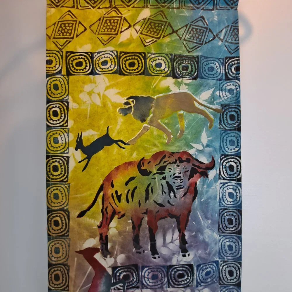 African Design Batik Wall Hanging / Scroll / Table Runner